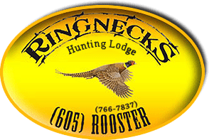Logo for Ringnecks Hunting Lodge with a flying bird graphic.